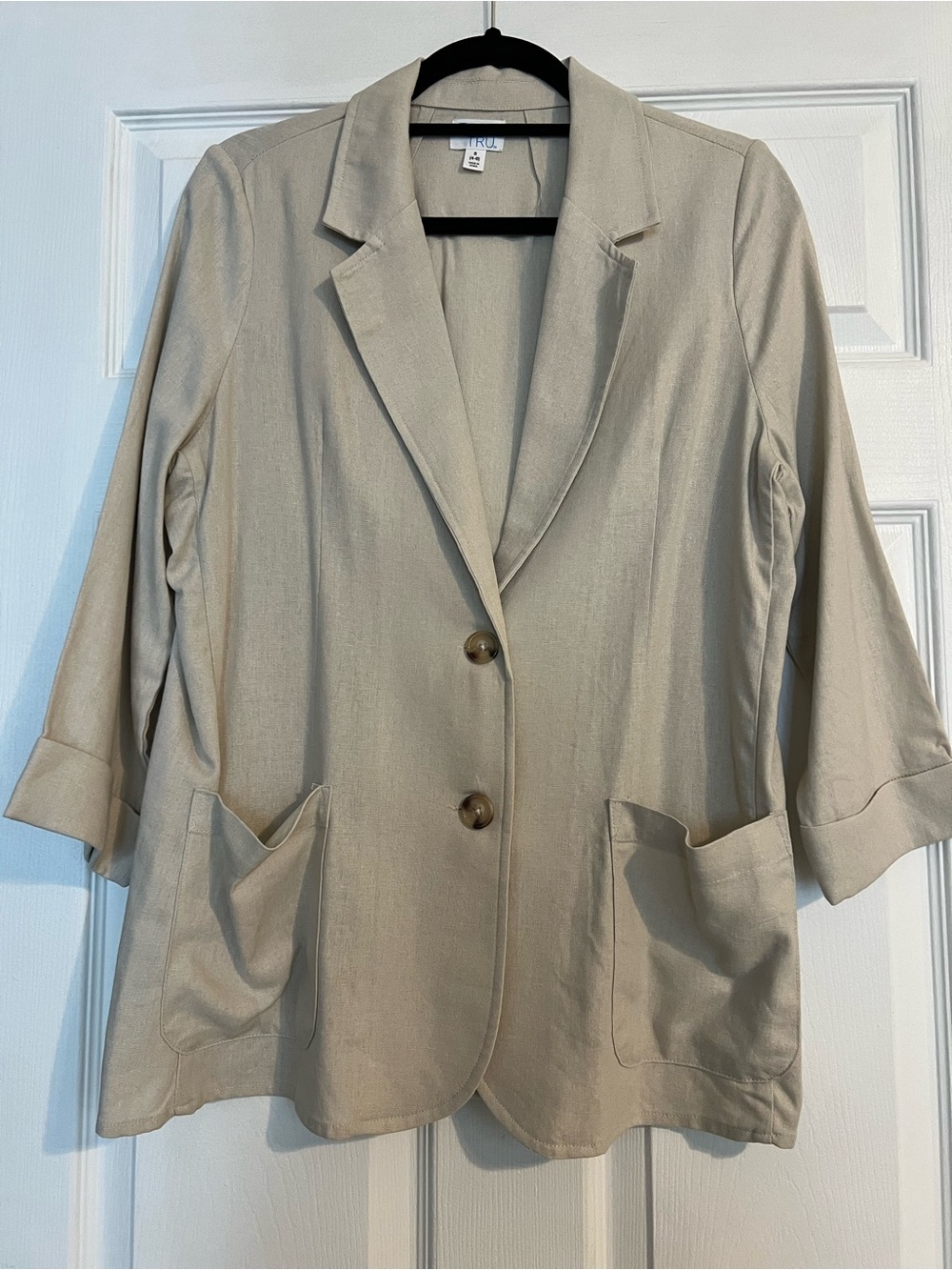 Time and Tru Light Linen Beige Women’s Blazer Jacket